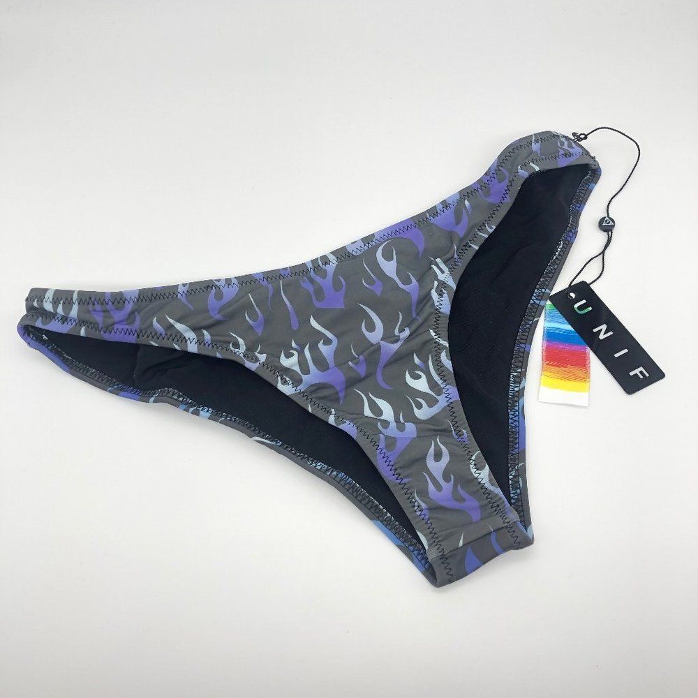 New UNIF Grey & Blue Flame Bikini Bottom - Size L